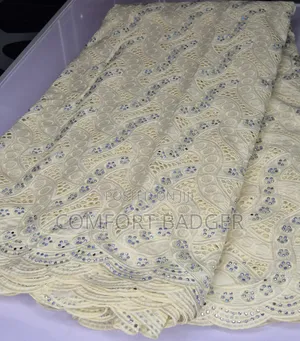 Luxurious Embellished Light Yellow Lace
