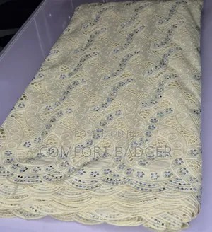 Luxurious Embellished Light Yellow Lace