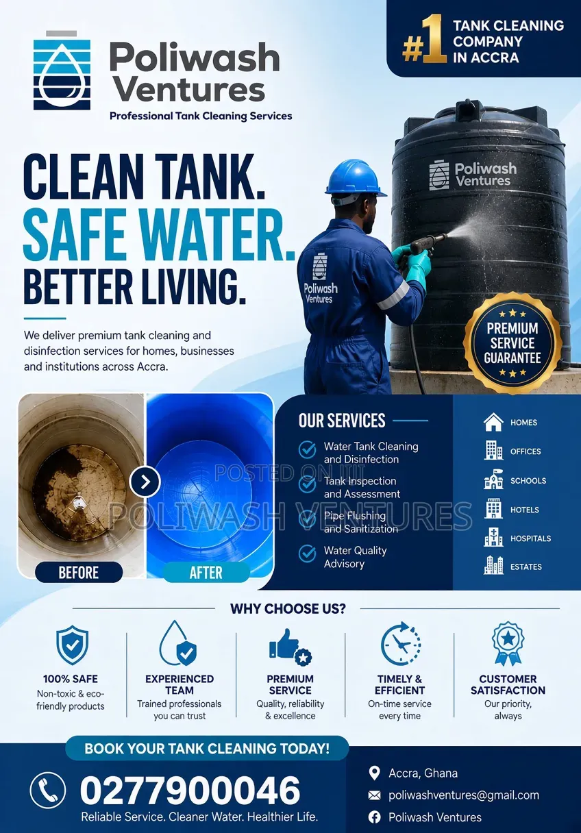 Water Storage Cleaning and General Cleaning Services