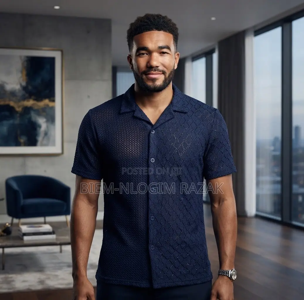 High Quality Turkish Black Men Net Shirts Available in Stock
