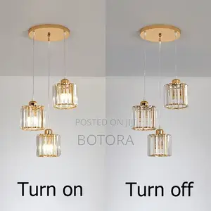 Modern 3-Light Crystal Pendant Light - E27 Gold Hanging Chandelier
