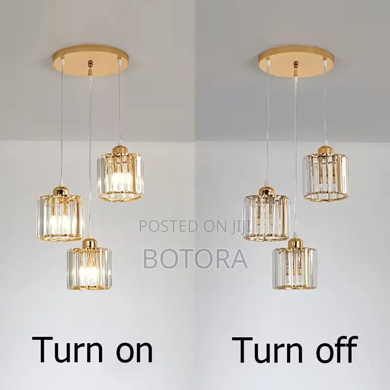 Modern 3-Light Crystal Pendant Light - E27 Gold Hanging Chandelier