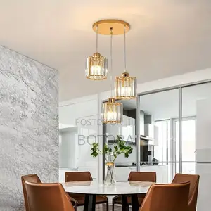 Modern 3-Light Crystal Pendant Light - E27 Gold Hanging Chandelier