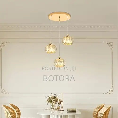 Modern 3-Light Crystal Pendant Light - E27 Gold Hanging Chandelier