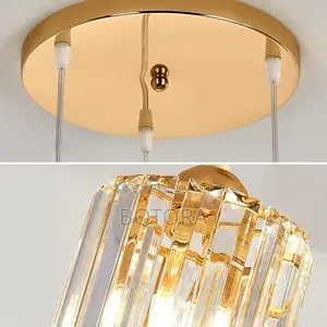 Modern 3-Light Crystal Pendant Light - E27 Gold Hanging Chandelier