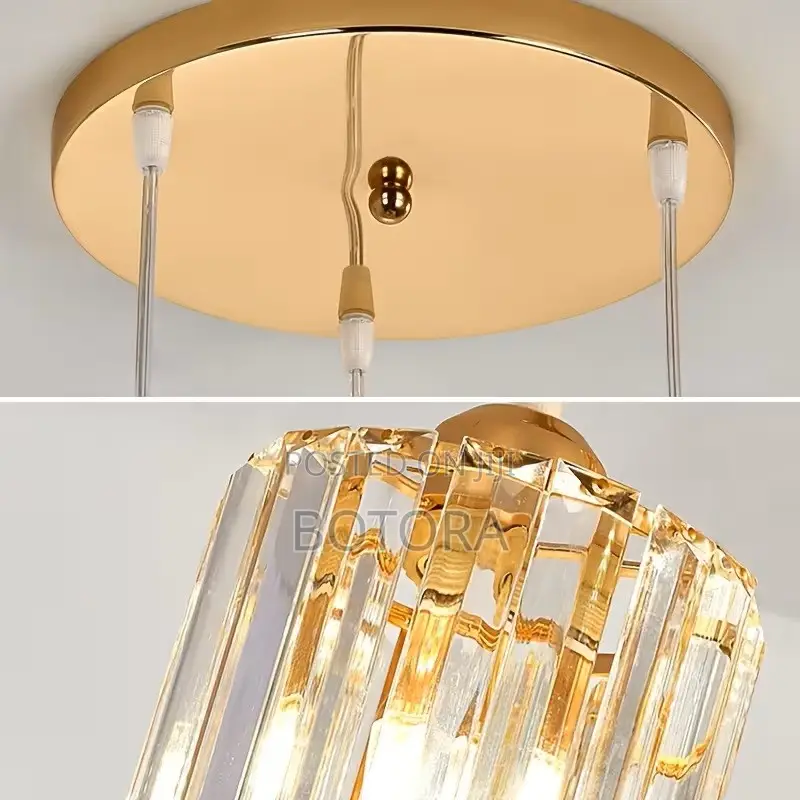 Modern 3-Light Crystal Pendant Light - E27 Gold Hanging Chandelier