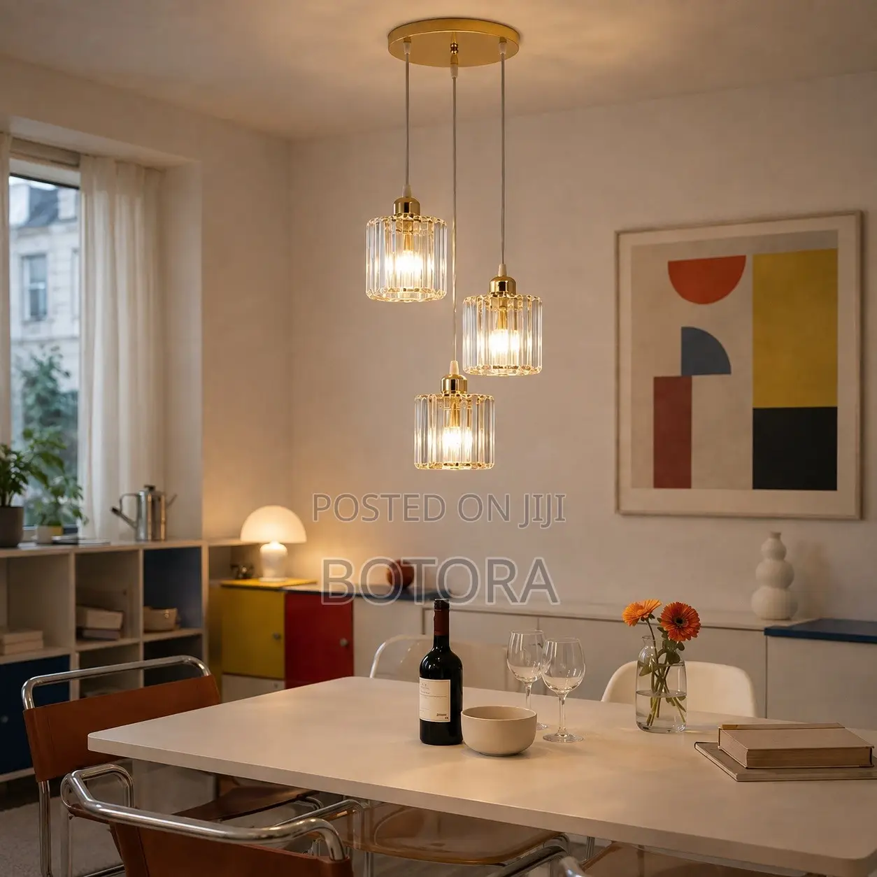 Modern 3-Light Crystal Pendant Light - E27 Gold Hanging Chandelier