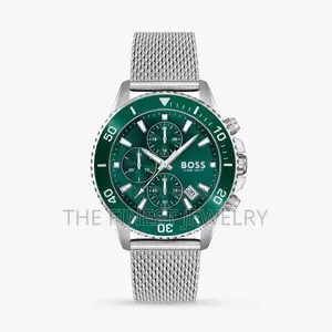 Hugo Boss Admiral Chronograph Green Dial Silver Mesh Bracelet Watch