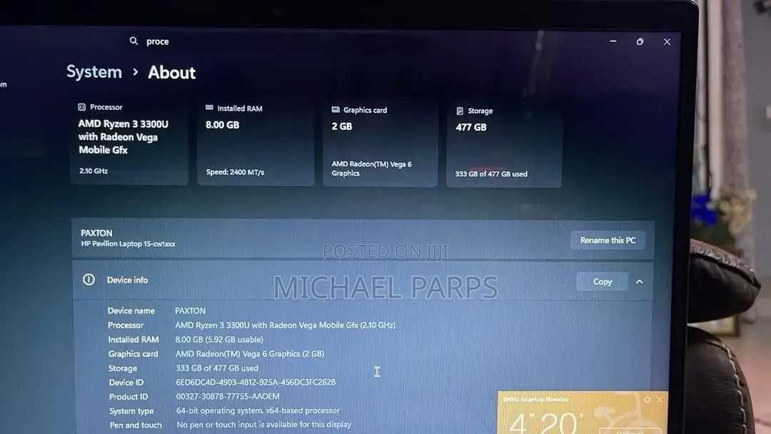 Laptop HP Pavilion 15 8GB AMD Ryzen 3 SSD 512GB