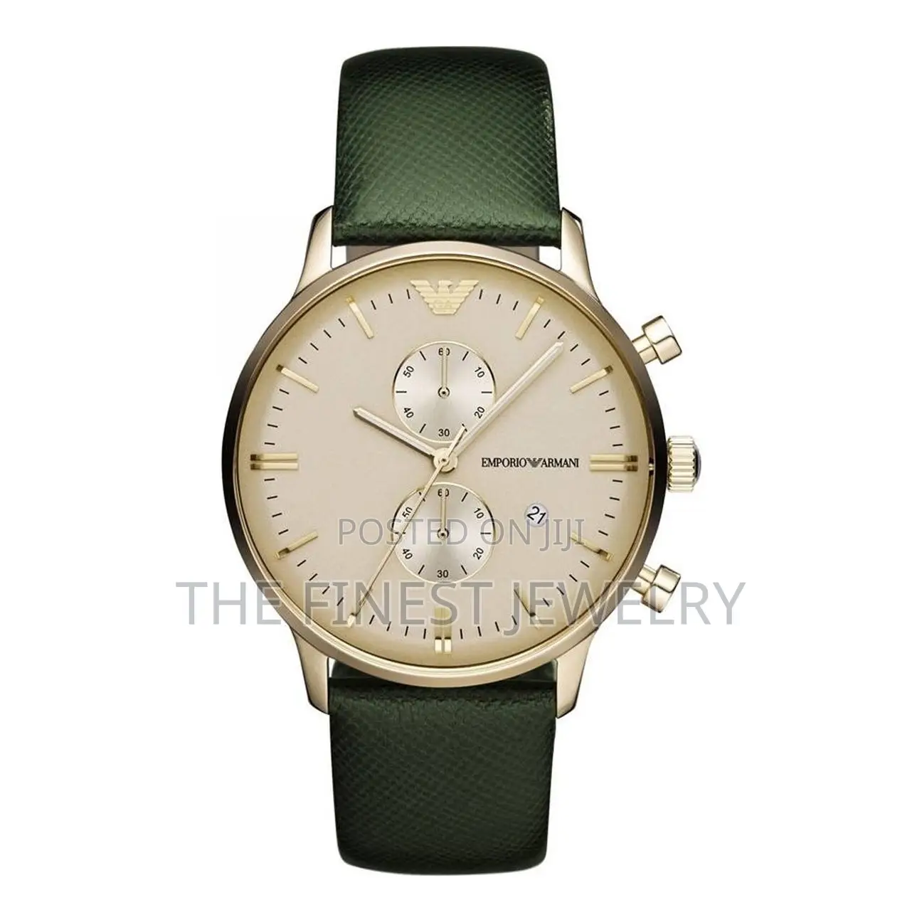 Emporio Armani Green Leather Strap Men's Watch - AR1722