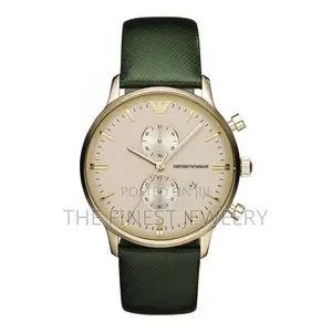 Emporio Armani Green Leather Strap Men's Watch - AR1722