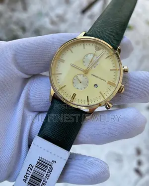 Emporio Armani Green Leather Strap Men's Watch - AR1722