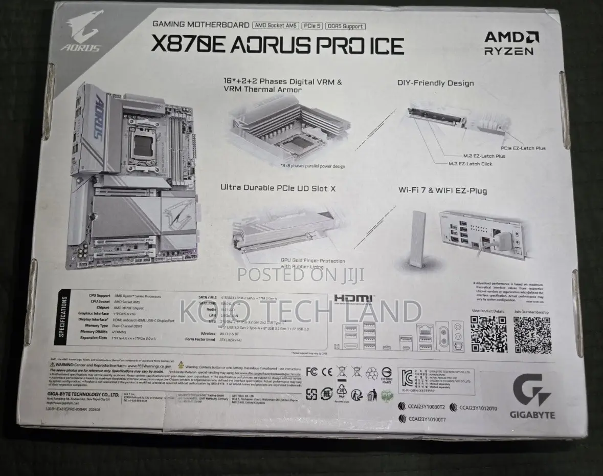 Aorus X870e Pro Ice Am5 Atx Ddr5 Wifi 7 Amd Gaming Motherboard