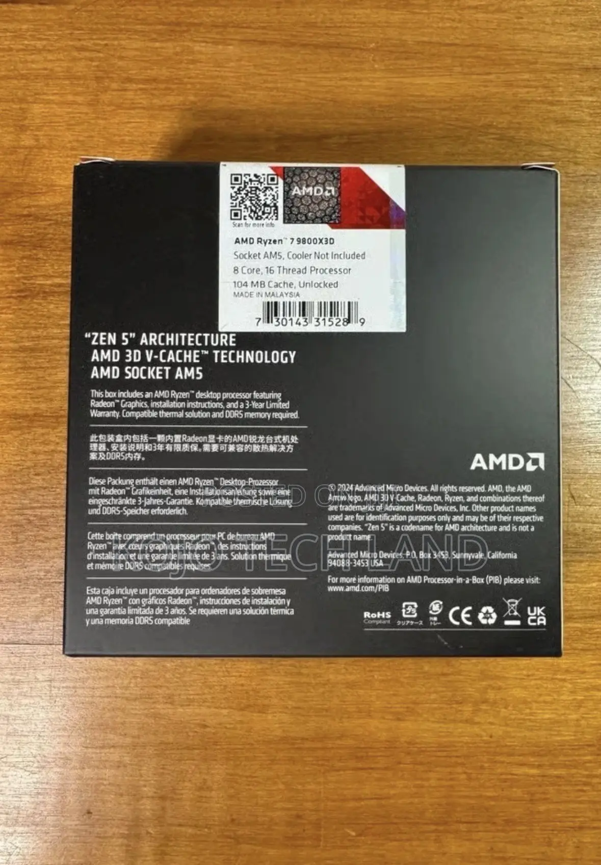 AMD RYZEN 7 9800X3D 8-Core, 16-Thread Desktop Processor