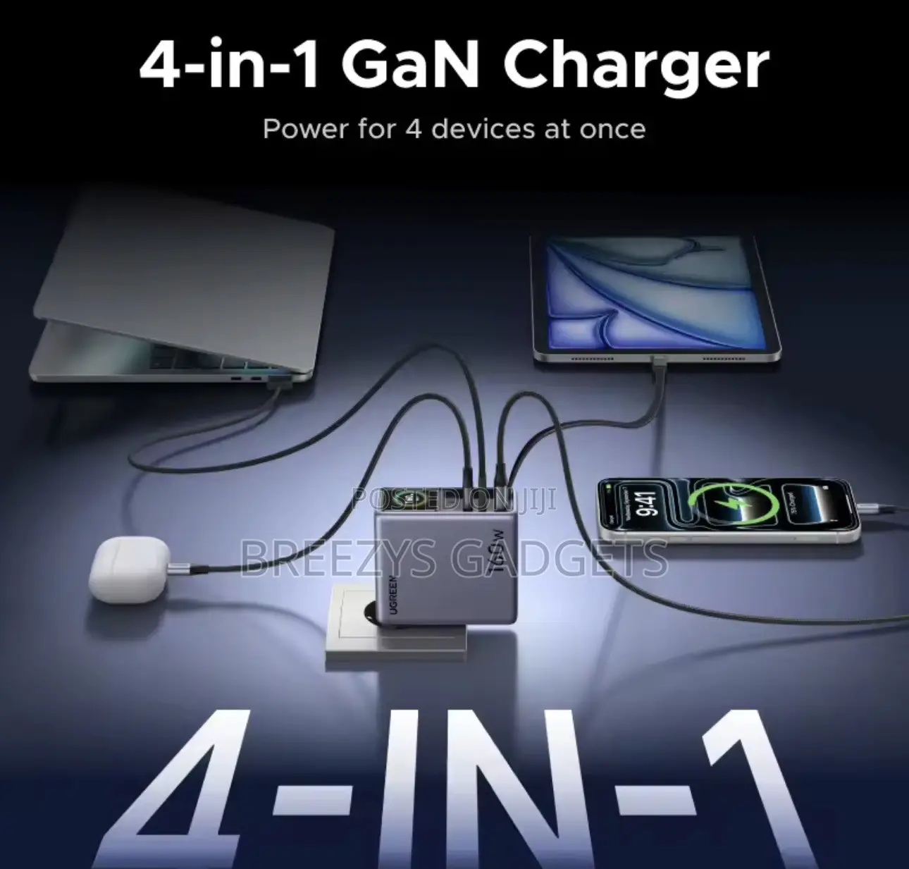 UGREEN 160W Smart Display GaN Charger With Retractable Cable AVS PD3.1