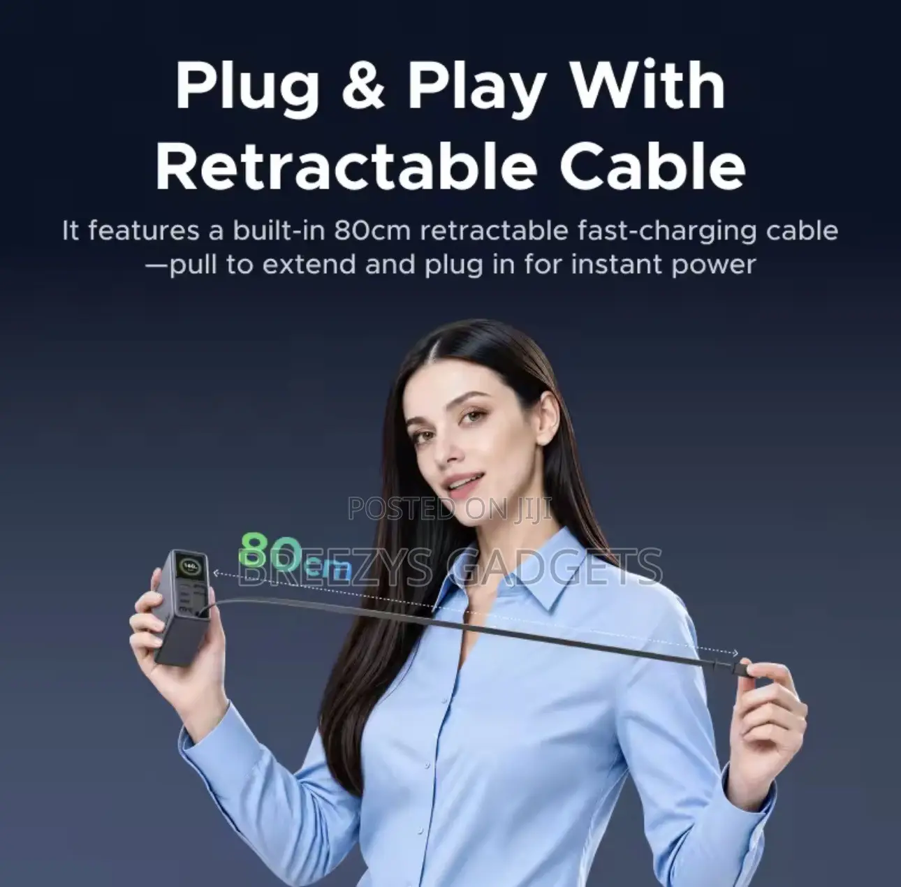 UGREEN 160W Smart Display GaN Charger With Retractable Cable AVS PD3.1