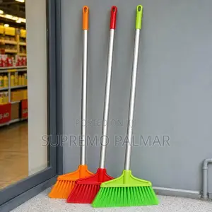 Long Handle Sweeping Broom With Metal & Bright Plastic Bristles
