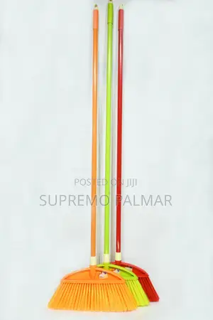 Long Handle Sweeping Broom With Metal & Bright Plastic Bristles