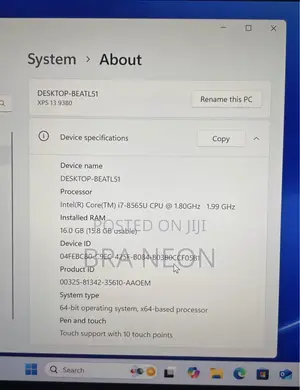 Laptop Dell XPS 13 9380 16GB Intel Core i7 SSD 512GB