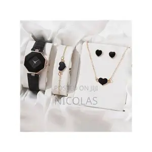 4 in 1 Women's Watch + Necklace + Earrings + Bracelet Set