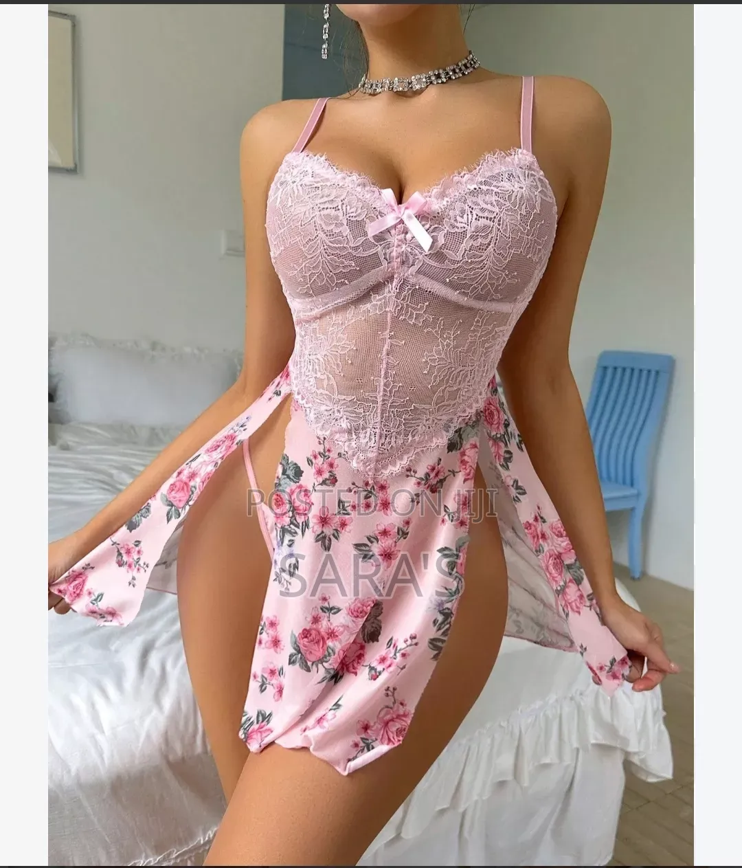Women’s Pink Floral Lace Nightwear – Elegant & Sexy