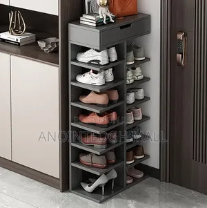 7 Tier Double Free Shoe Rack - Gray/Black