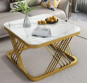 Exotic Faux Marble (MDF Wood)Centre Table - White/Gold