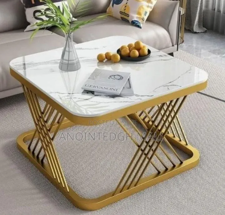 Exotic Faux Marble (MDF Wood)Centre Table - White/Gold