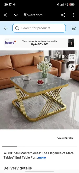 Exotic Faux Marble (MDF Wood)Centre Table - White/Gold