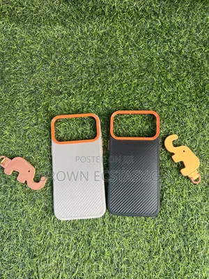 iPhone 17 Pro Max Carbon Fiber Case With Orange Bumper