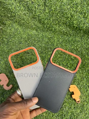 iPhone 17 Pro Max Carbon Fiber Case With Orange Bumper
