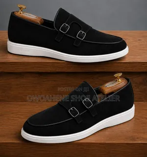 Item Is the Fliteless Suede Monk Strap Sneaker Loafer in Dark Brown.