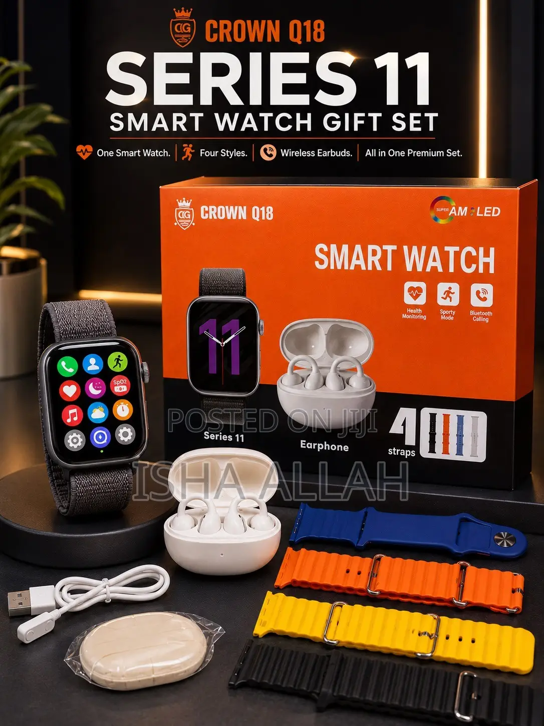 ⌚ CROWN Q18 Series 11 Smart Watch Gift Set