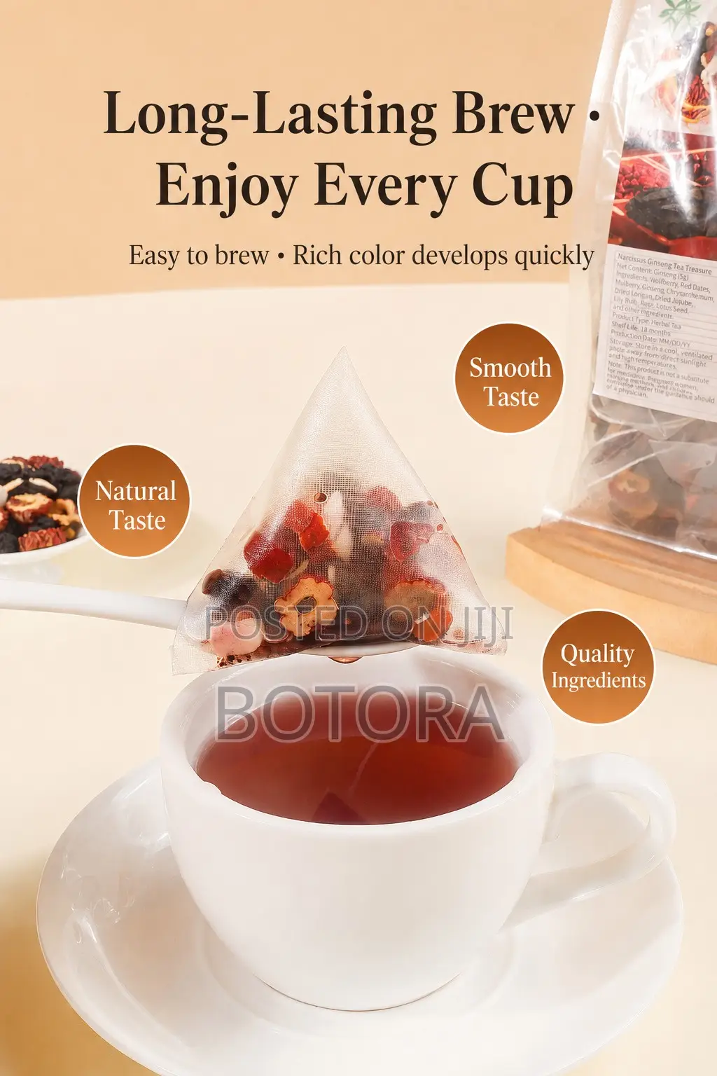 Premium Ginseng Six Treasures Herbal Tea - 2X Tea Per Bag & 67% More