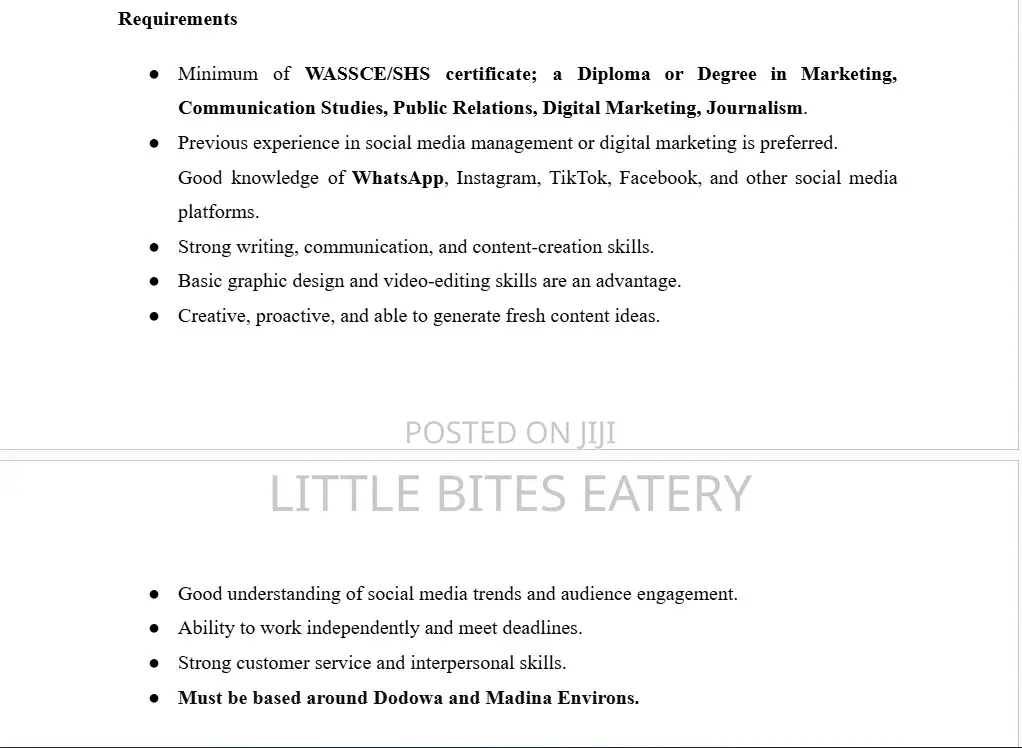 Job Post for Social Media Officer