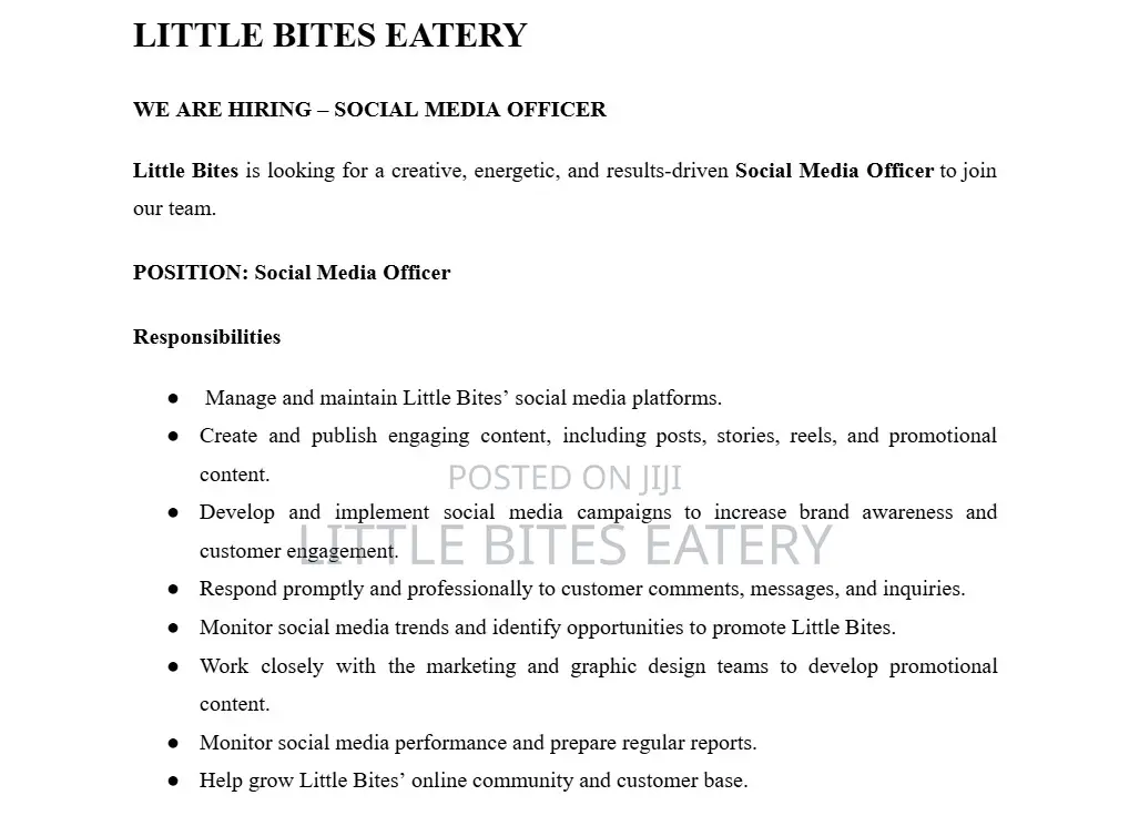 Job Post for Social Media Officer