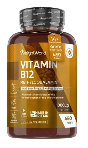 Vitamin B12 Tablets - 450 Tablets (1+ Year Supply)-1000mcg-6mm in Size