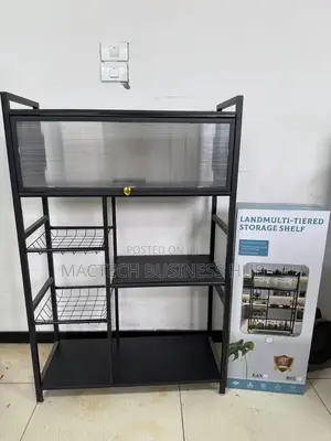 Multi-Tier Kitchen Rack With Cabinet & Wheels (80 X 32 X 125 Cm)