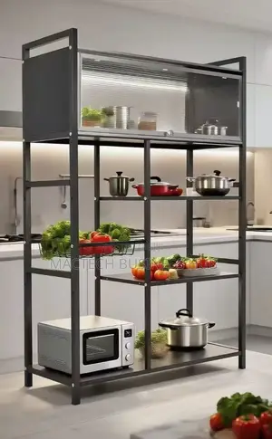 Multi-Tier Kitchen Rack With Cabinet & Wheels (80 X 32 X 125 Cm)