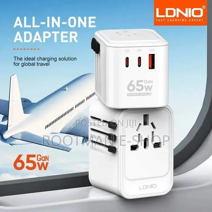 Ldnio Z6 65W 3 USB Ports GaN Universal Travel Adapter - White