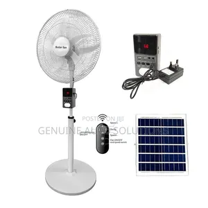 18" Solar Hybrid Rechargeable Standing Fan With Removable Power Bank