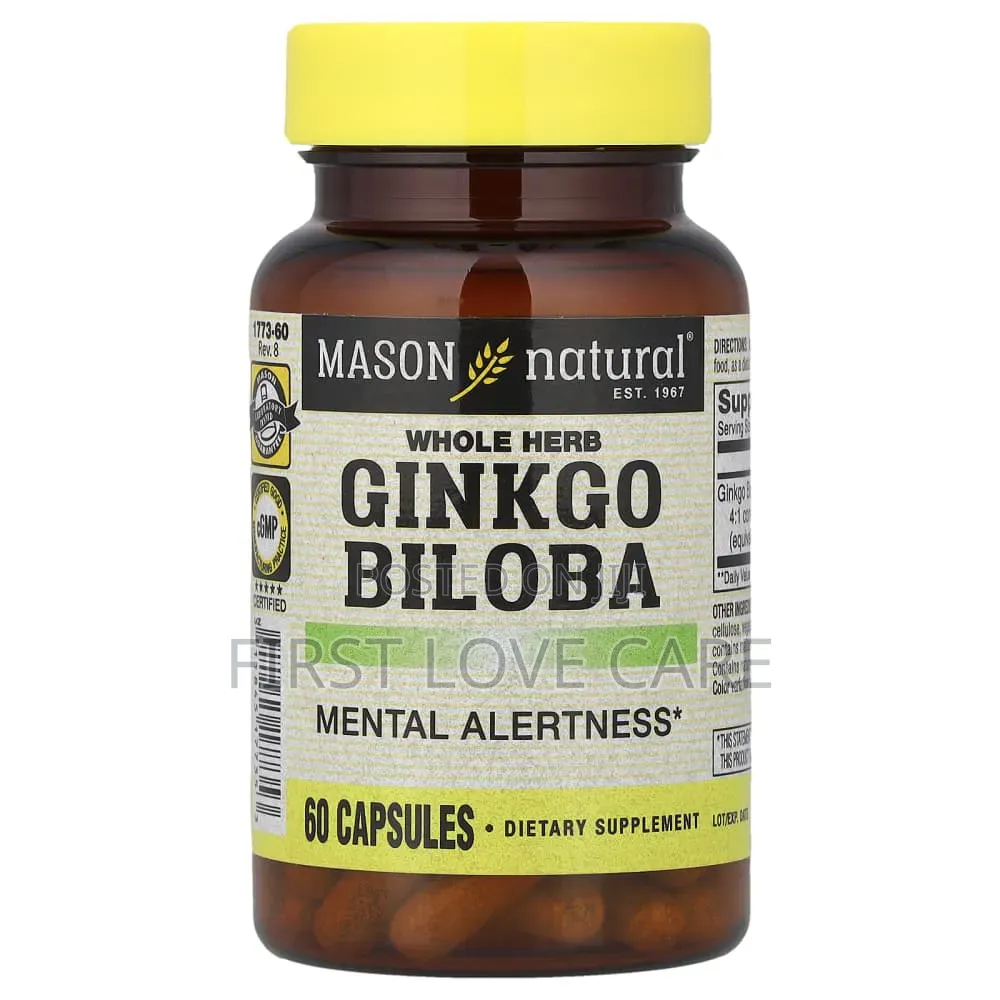 Mason Natural Whole Herb Ginkgo Biloba, 60 Capsules (125 Mg Per  Cap)