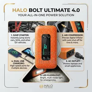 HALO Bolt Ultimate 4.0 (Jump Starter + Tire Inflator + 75W AC Power)