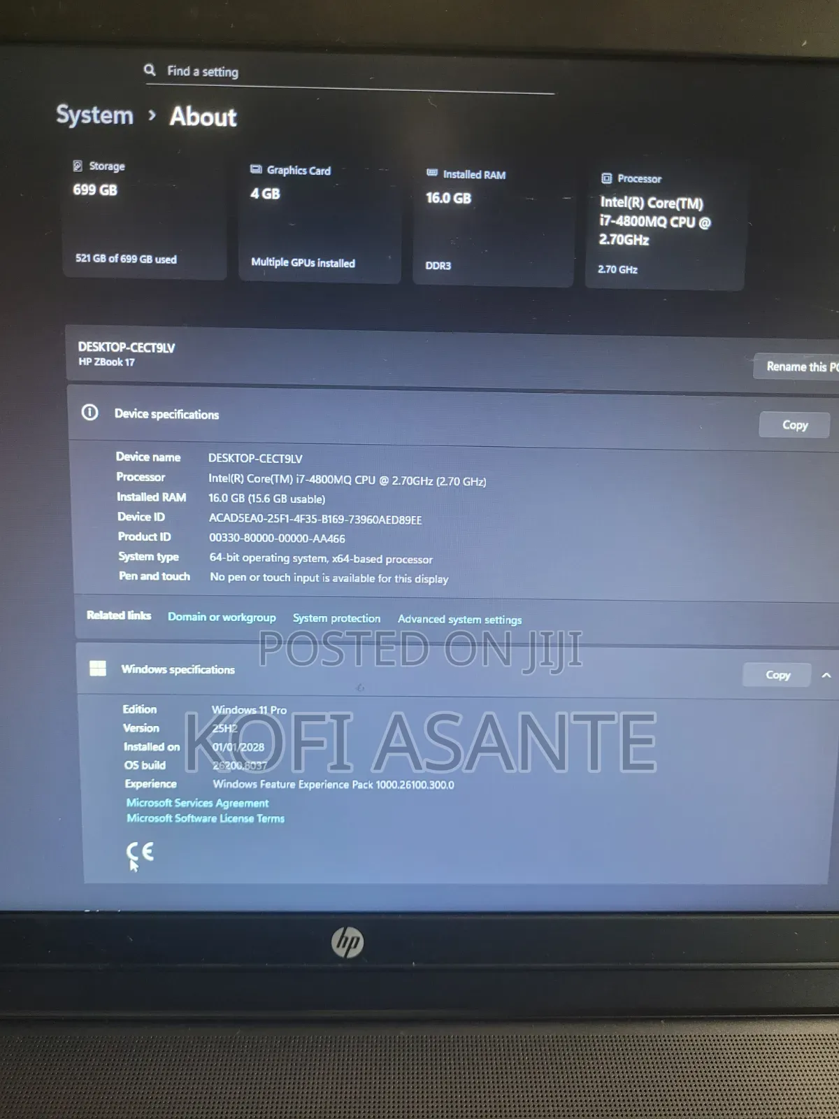 Laptop HP ZBook 17 16GB Intel Core i7 HDD+SSD 700GB