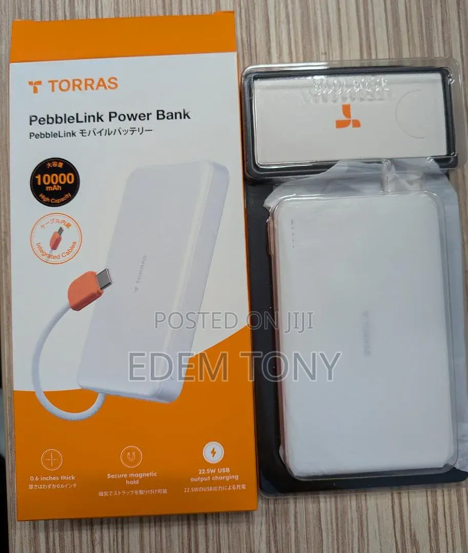 TORRAS PebbleLink Power Bank,ultra-Slim 10,000mAh Inbuilt USB-C Cable