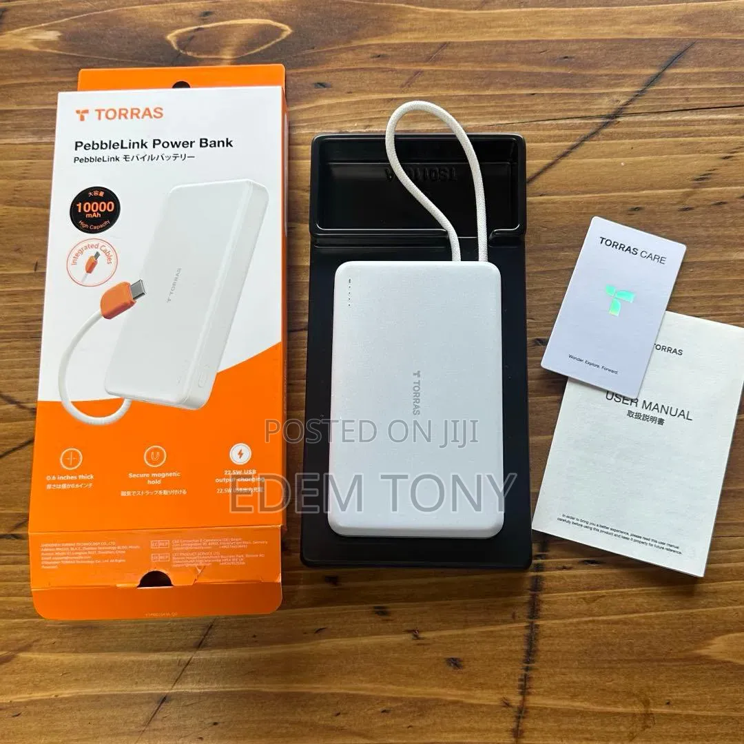 TORRAS PebbleLink Power Bank,ultra-Slim 10,000mAh Inbuilt USB-C Cable