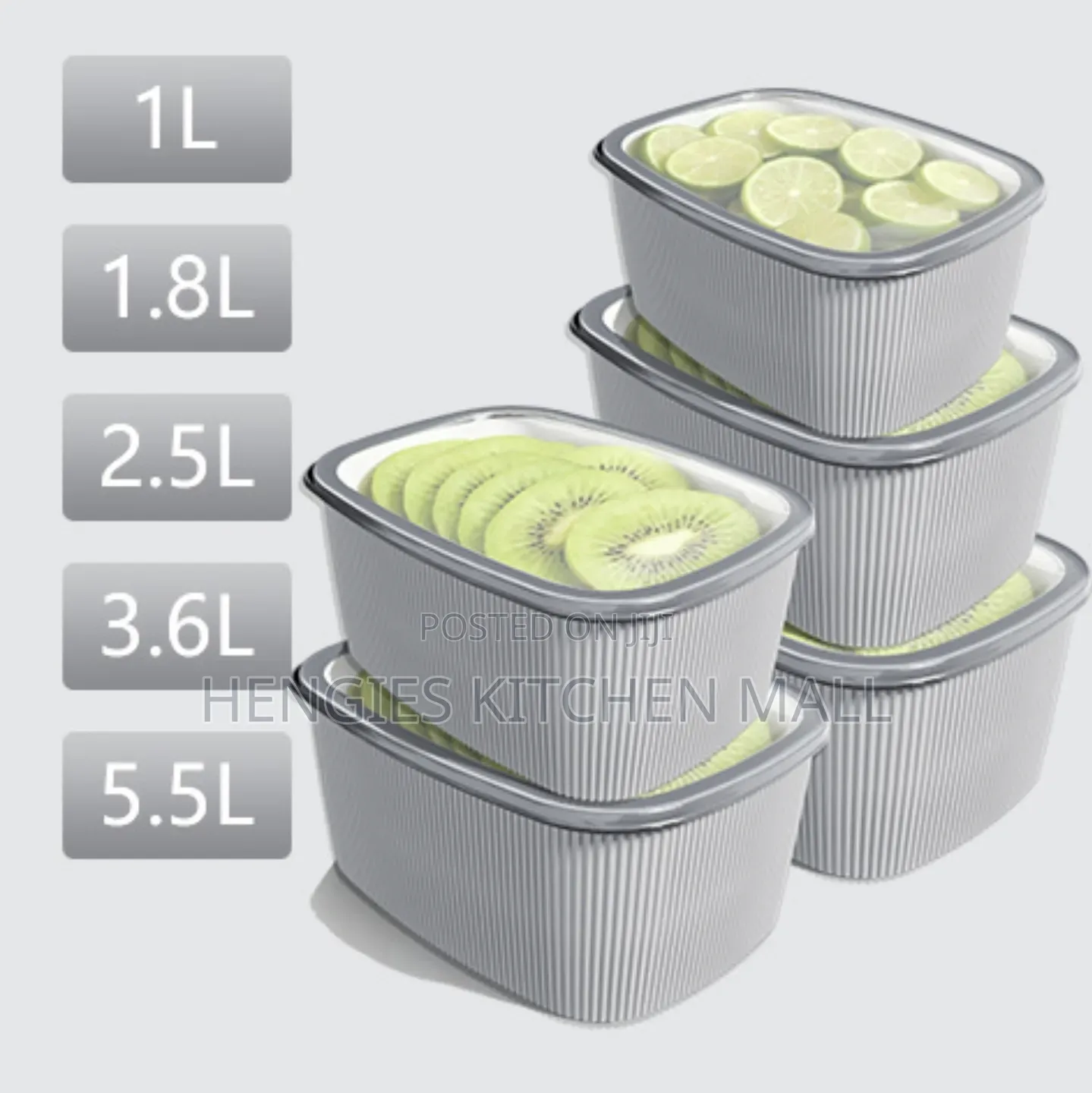5-Set Storage Bowls Set (Sizes From 1l-5l)