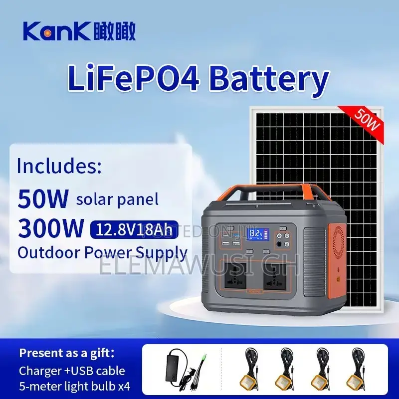 300 Watts Potable Power Station + Solar Panel(TV, Laptops, Fun Bulbs