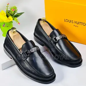 Louis Vuitton Black Leather Men’s Loafer Shoe Lv