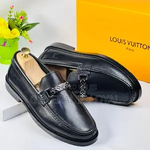 Louis Vuitton Black Leather Men’s Loafer Shoe Lv